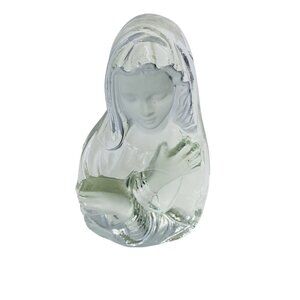 Vintage Viking Hand Made Glass Madonna Virgin Mary Figurine 7" Tall Religious De